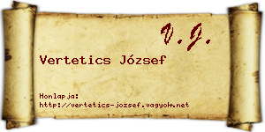 Vertetics József névjegykártya